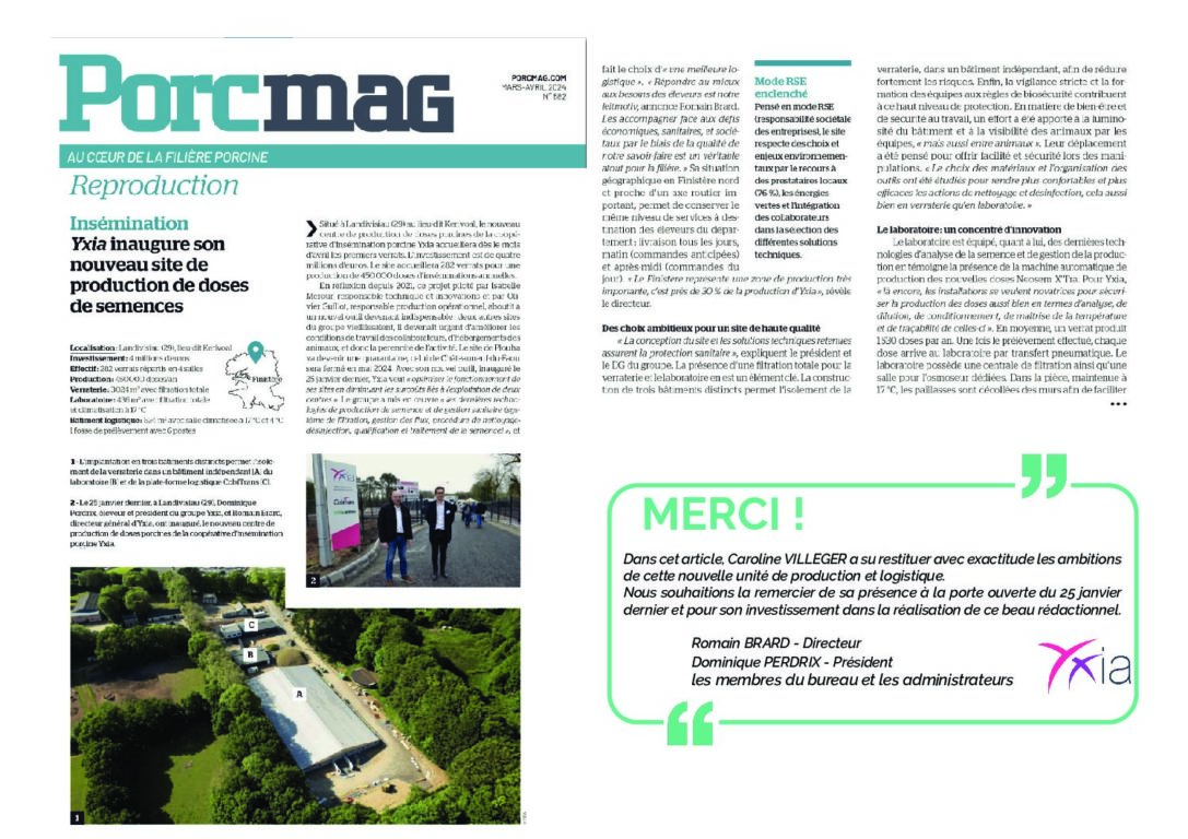 PORC MAGAZINE PORTE OUVERTE YXIA LANDIVISIAU