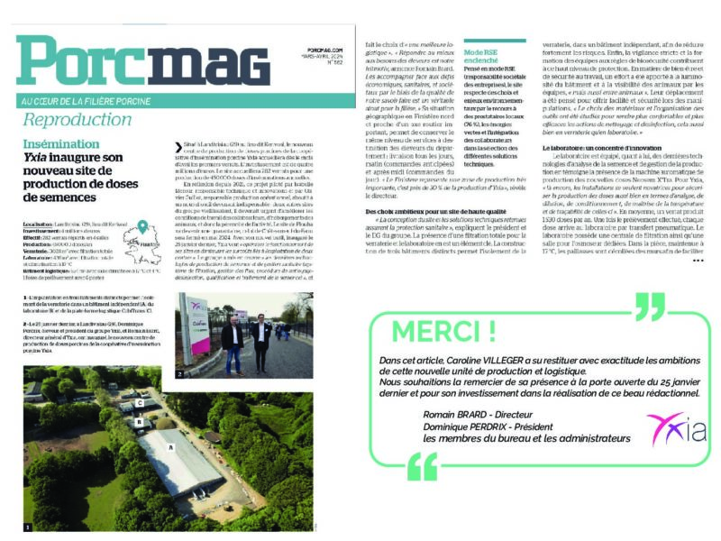 PORC MAGAZINE PORTE OUVERTE YXIA LANDIVISIAU